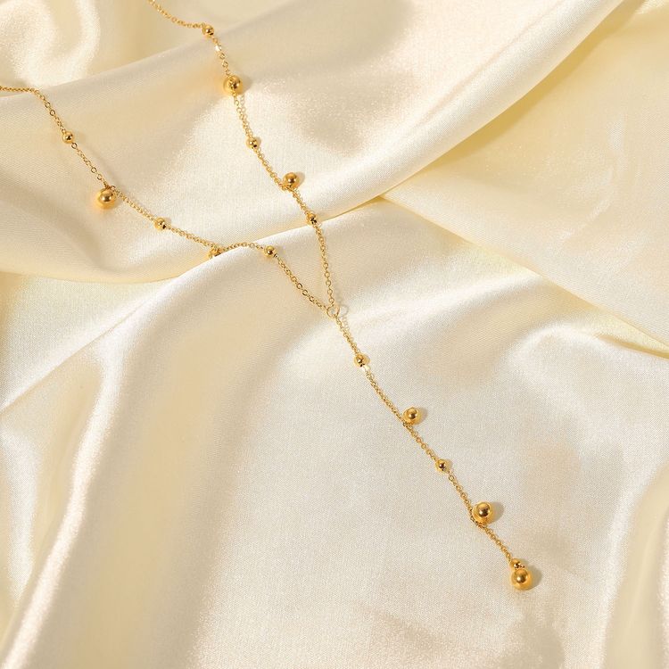 Gold-Tone Beaded Y-Shaped Necklace image 5