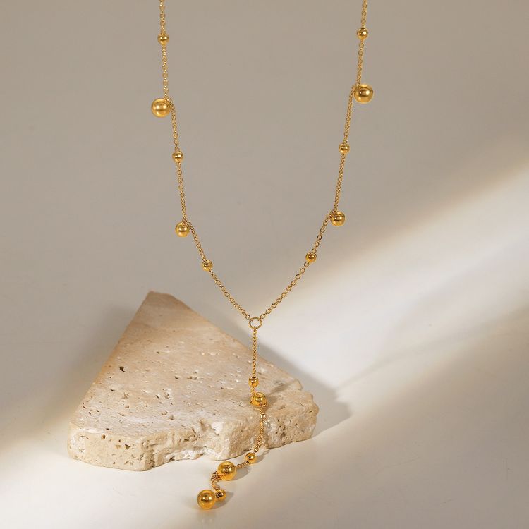 Gold-Tone Beaded Y-Shaped Necklace image 3