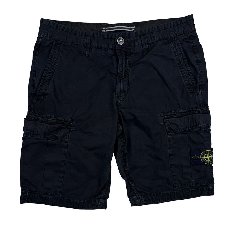 Stone Island 2019 Navy Slim Fit Cargo Shorts - 32