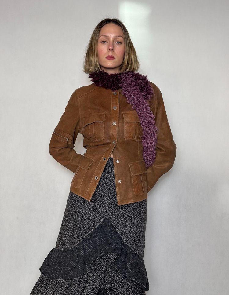 Immagine di brown genuine leather jacket 2