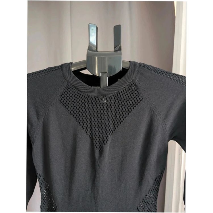 Blue Vanilla Black Mesh Panel Knit Bodycon Dress Medium UK 10 12 obraz 10