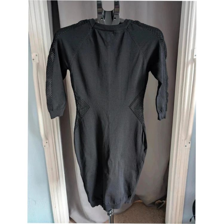Blue Vanilla Black Mesh Panel Knit Bodycon Dress Medium UK 10 12 obraz 7