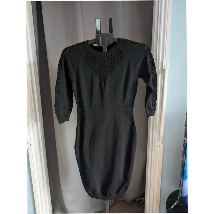 Blue Vanilla Black Mesh Panel Knit Bodycon Dress Medium UK 10 12 obraz 1