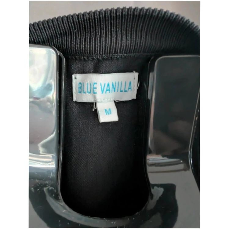 Blue Vanilla Black Mesh Panel Knit Bodycon Dress Medium UK 10 12 obraz 3