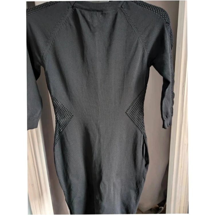 Blue Vanilla Black Mesh Panel Knit Bodycon Dress Medium UK 10 12 obraz 8