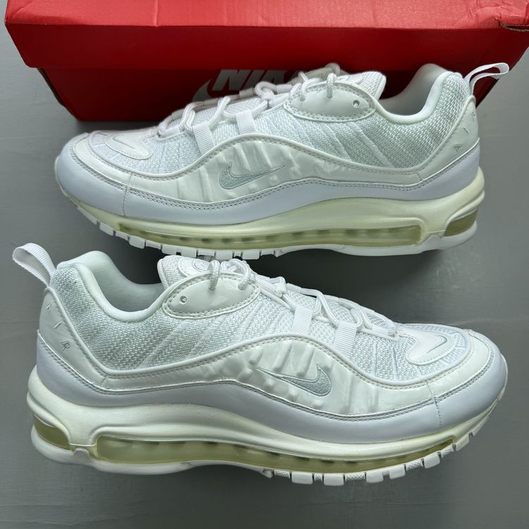 Nike Air Max 98 Size UK 10 Triple White Platinum Men's Trainers 640744-106 obraz 6