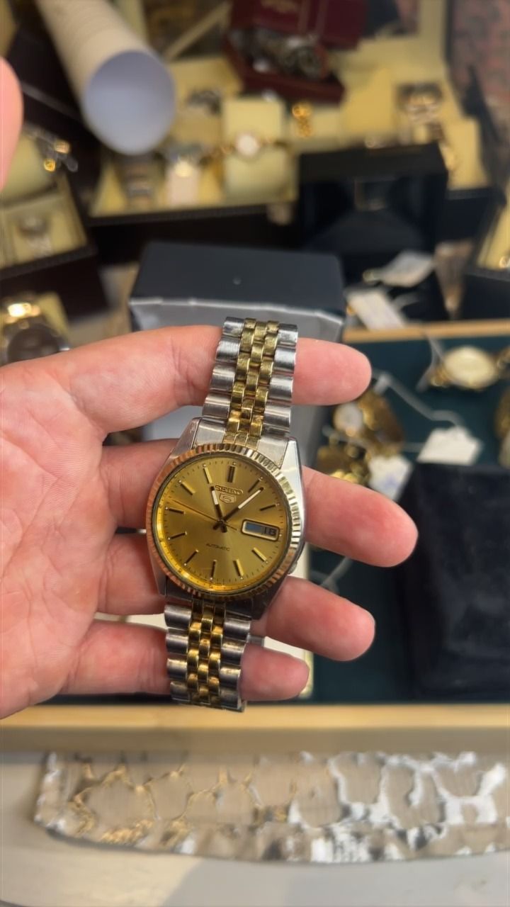 Seiko Seiko 5 silver gold two tone men's watch product image