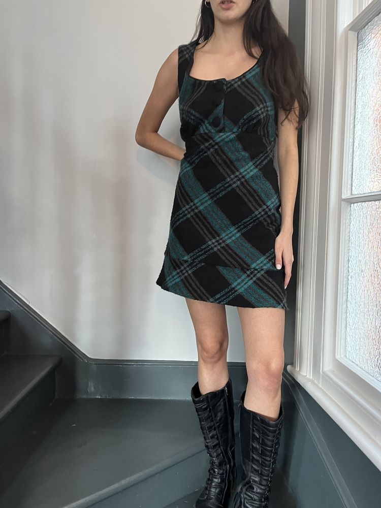 Other Black And Teal Plaid Sleeveless Dress product image