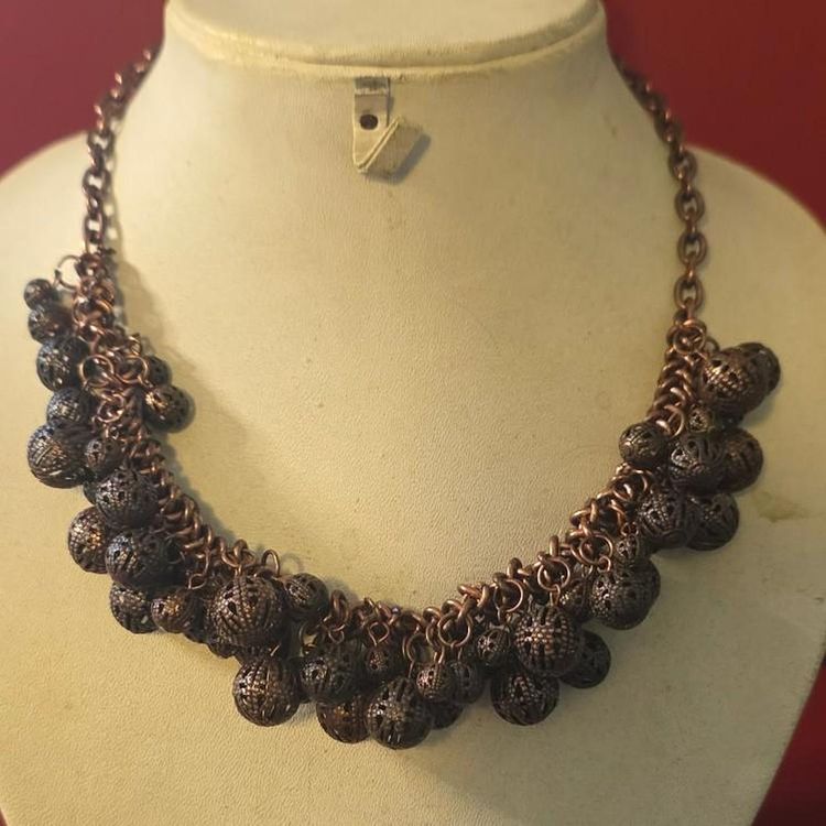 Metallic Chain Necklace With Spherical Charms image 1