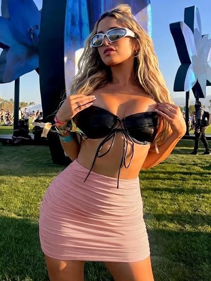 Pink Ruched Mini Skirt obraz 3