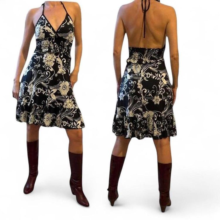 Other Y2K 2000s vintage Soulmates floral print halter dress elastic waist Size S product image