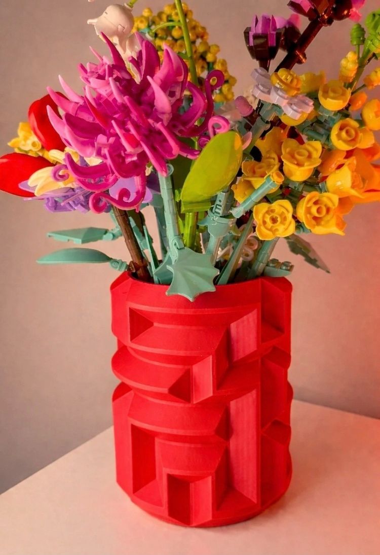 Red Vase for Artificial Flowers
