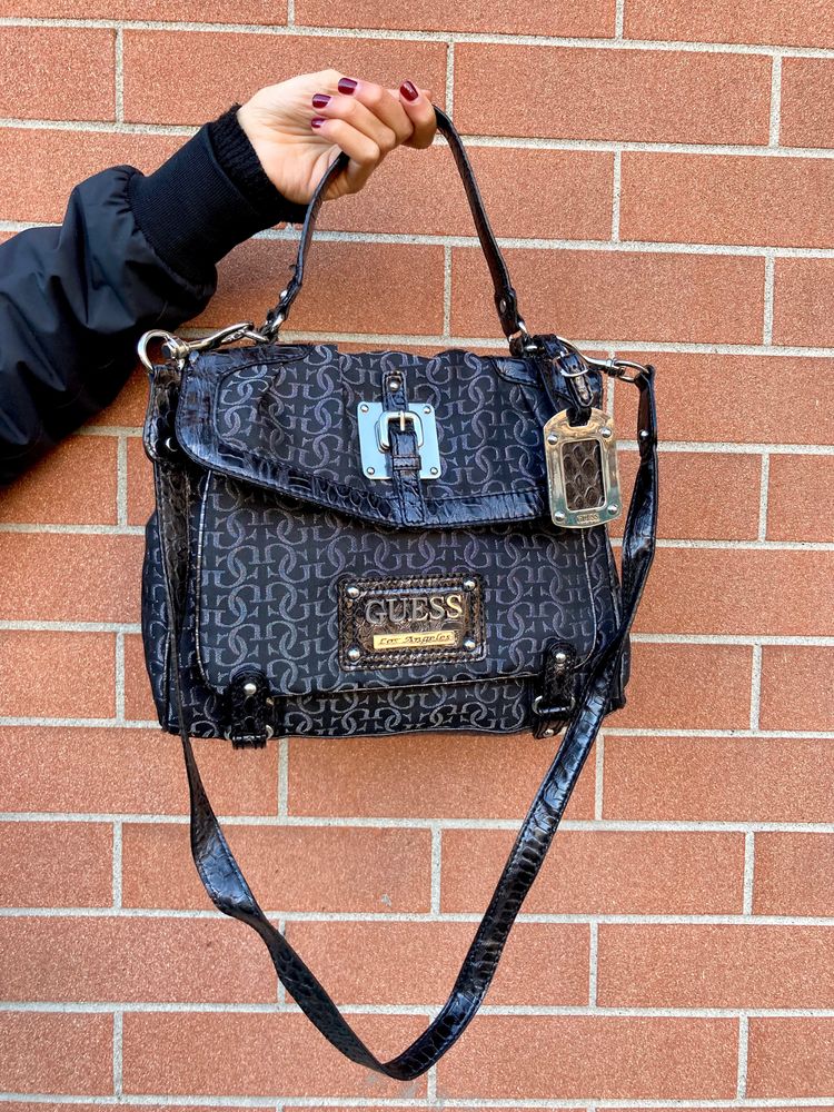 Guess Black Patterned Handbag