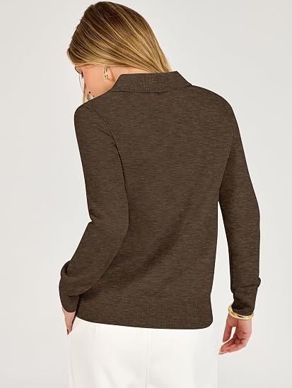 Brown Long Sleeve Polo Sweater image 2