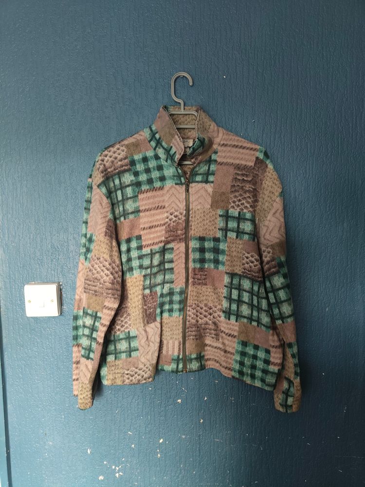 Patchwork Patterned Zip-Up Jacket