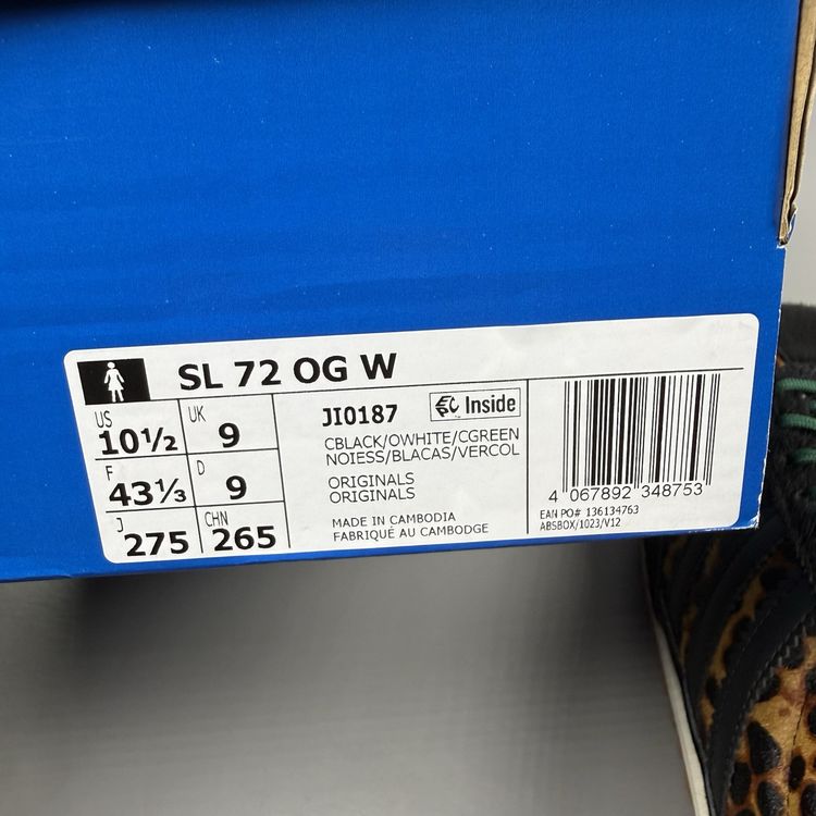 Size 9 - adidas SL 72 OG Leopard Print Collegiate Green Black Trainers JI0187 image 7