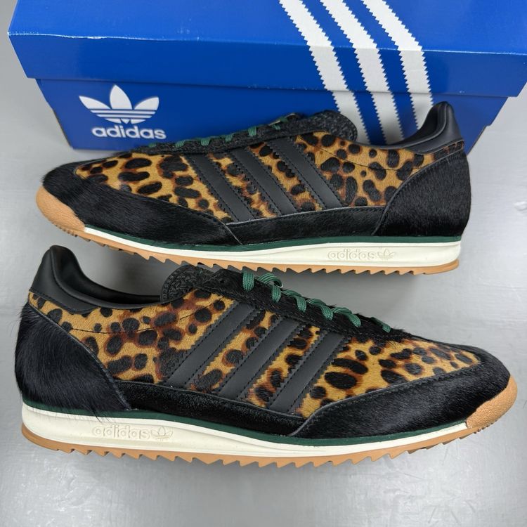 Size 9 - adidas SL 72 OG Leopard Print Collegiate Green Black Trainers JI0187 image 8