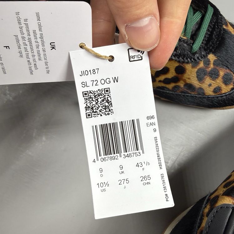 Size 9 - adidas SL 72 OG Leopard Print Collegiate Green Black Trainers JI0187 image 6