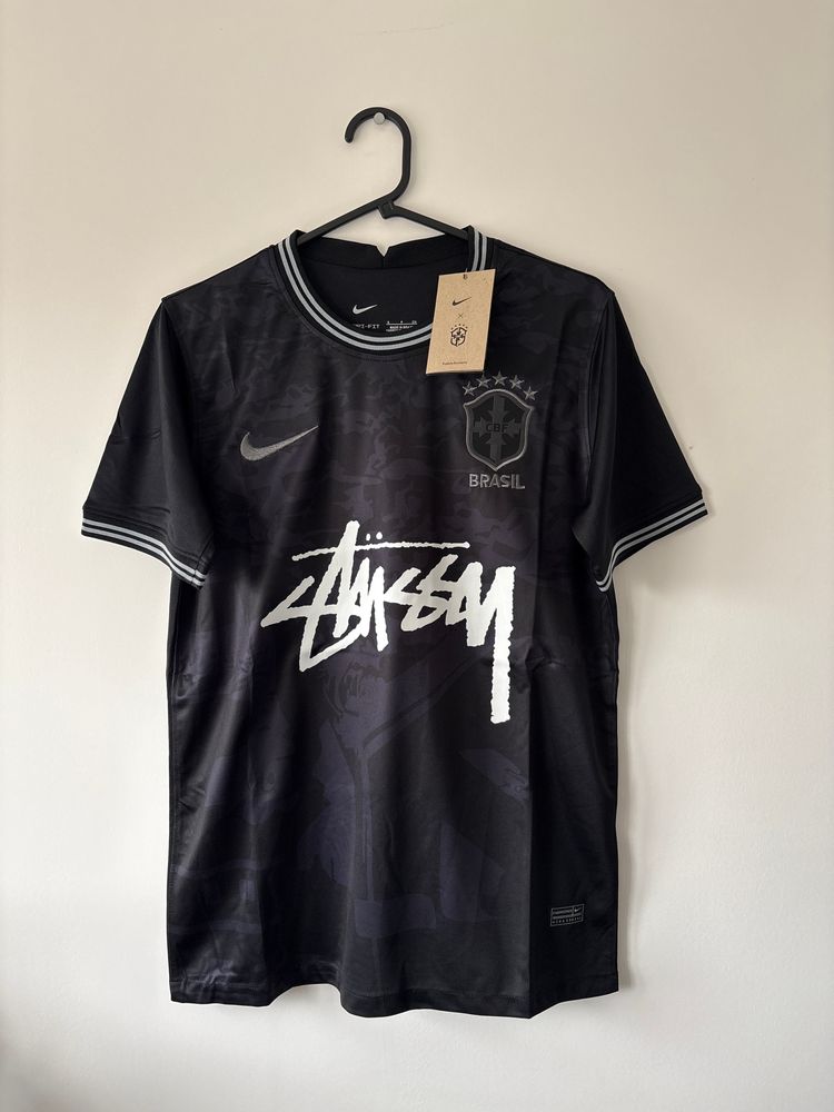 Stussy x Nike Brazil Black/Blue Camo Jersey Small 