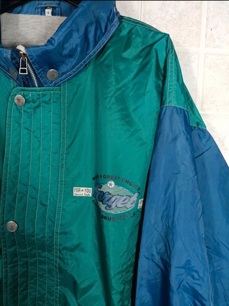 Jacket Brugi Vintage Green And Blue Windbreaker College '90 image 2