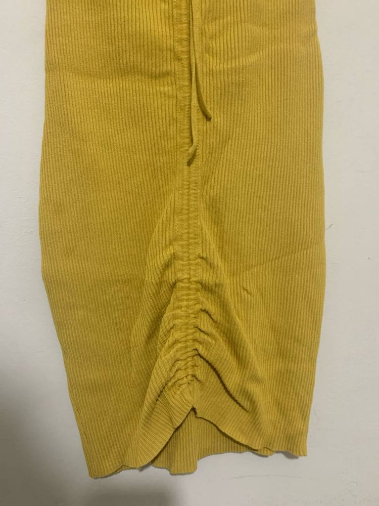 Yellow Ribbed Knit Dress 3