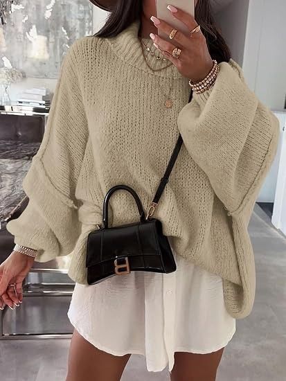 Beige Oversized Knit Sweater image 2