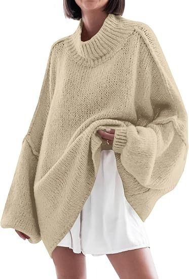Beige Oversized Knit Sweater image 1