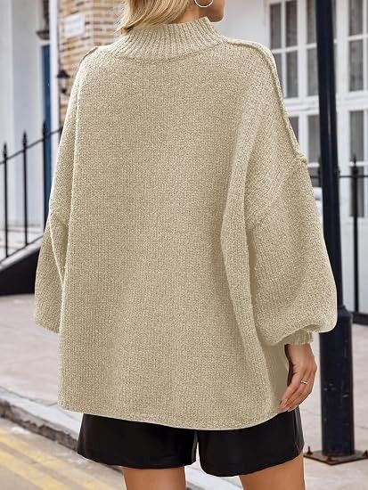 Beige Oversized Knit Sweater image 4
