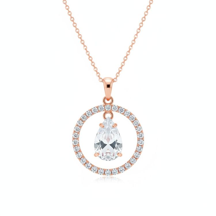 Rose Gold Crystal Pendant Necklace image 1