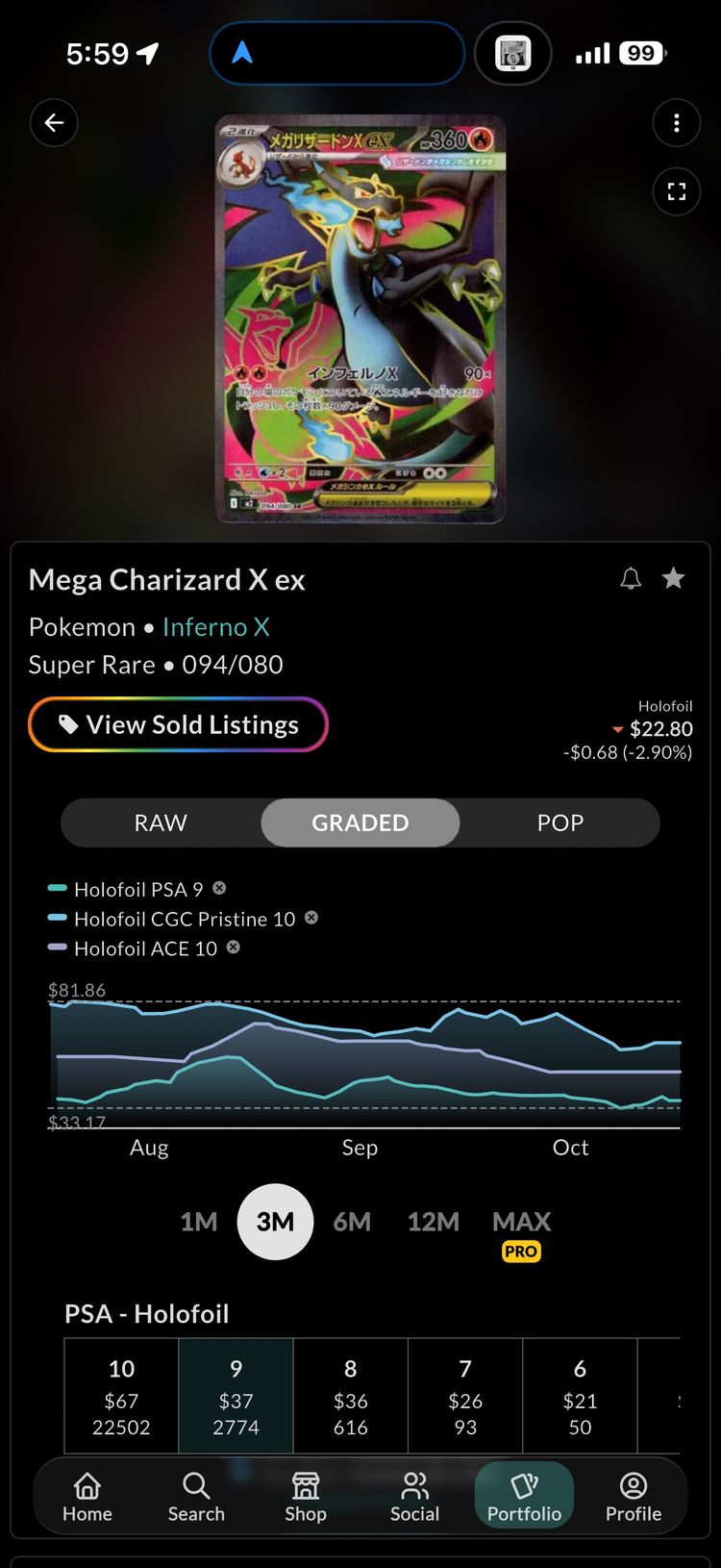 2025 Pokémon Japanese Mega Charizard X ex 094/080 SR CGC 10 GEM MINT – Inferno X image 3