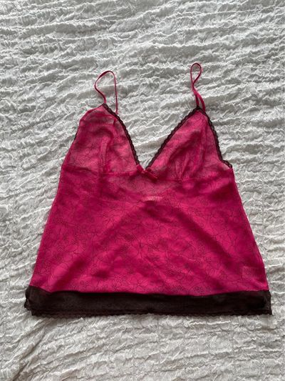 vintage y2k sheer pink cami top