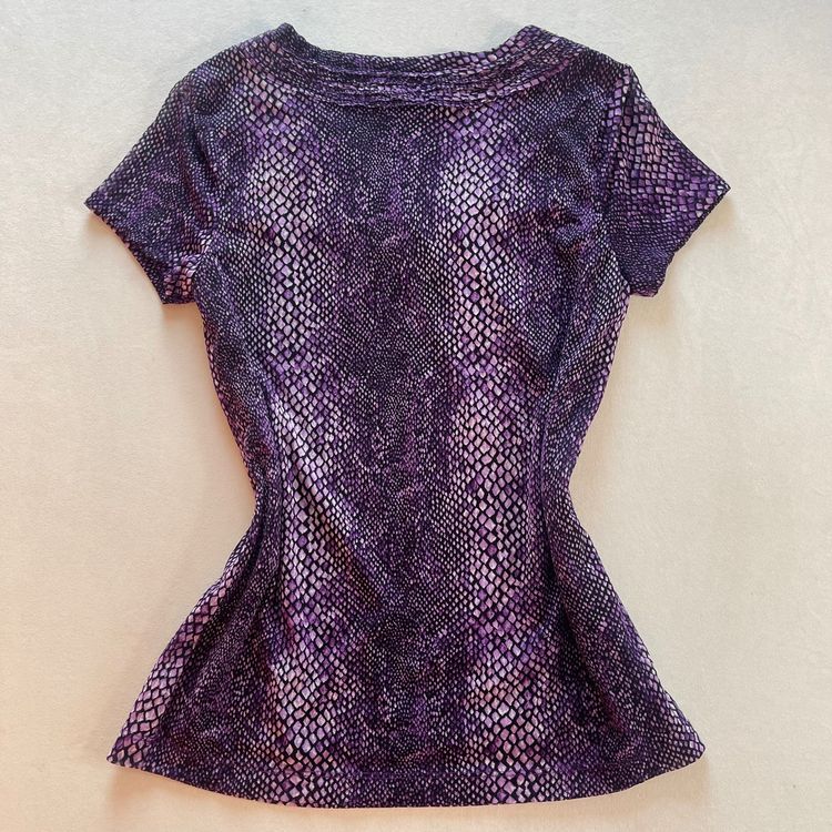 Immagine di Dana Buchman Purple Patterned Short Sleeve Top 4