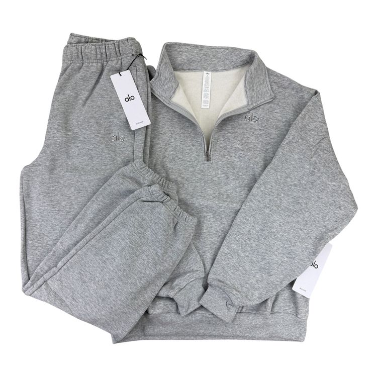Alo Men’s Grey Full 1/4 Zip & Cuffed Bottoms Tracksuit image 1