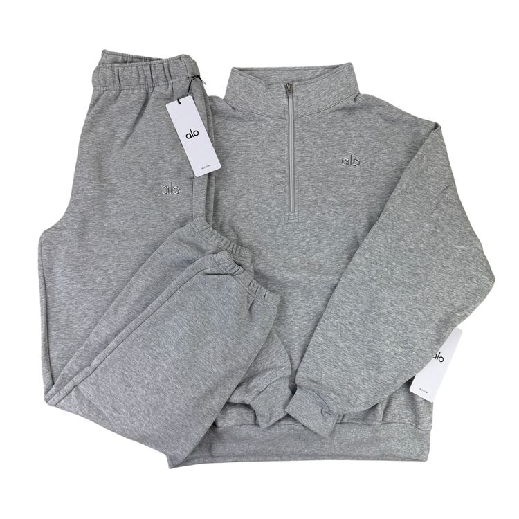 Alo Men’s Grey Full 1/4 Zip & Cuffed Bottoms Tracksuit image 6