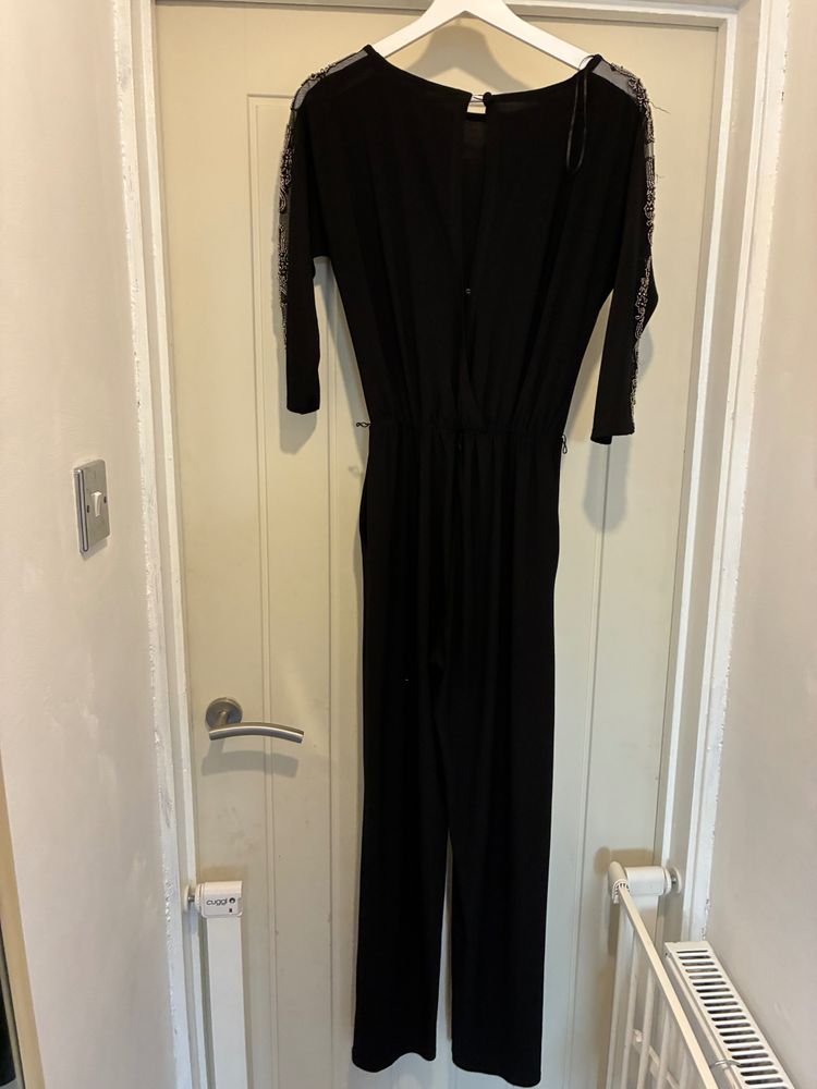 Black Jumpsuit With Lace Sleeves