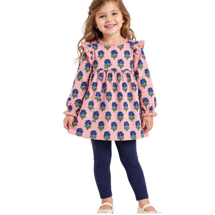 Mini Boden Girls Embroidered Tunic Set In Pink image 3
