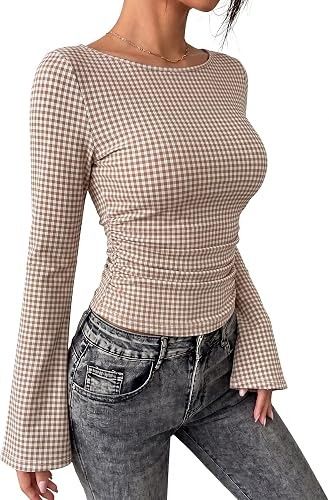 Other Beige And White Checkered Long Sleeve Top product image