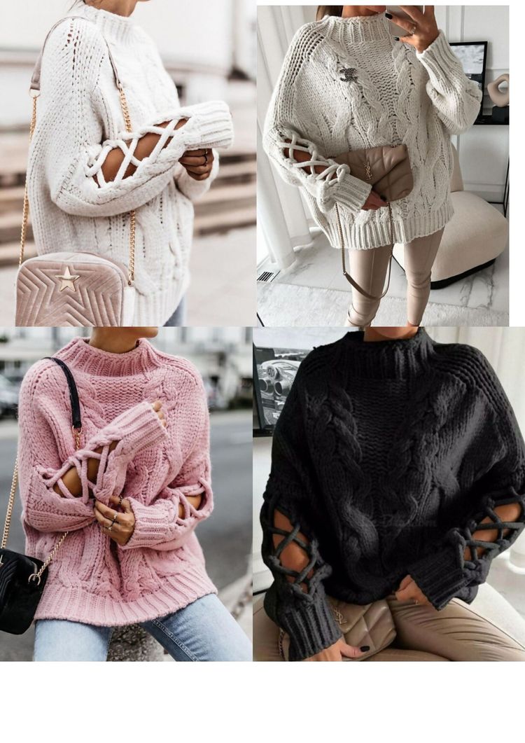 Other Chunky Knitted Sweaters With Lace-Up Sleeve Detail product image
