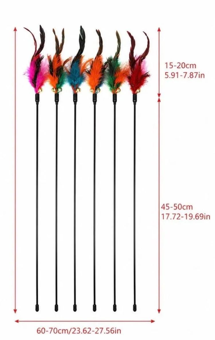 Unbranded 3 Feather Cat Teaser Wand Toy Set product image