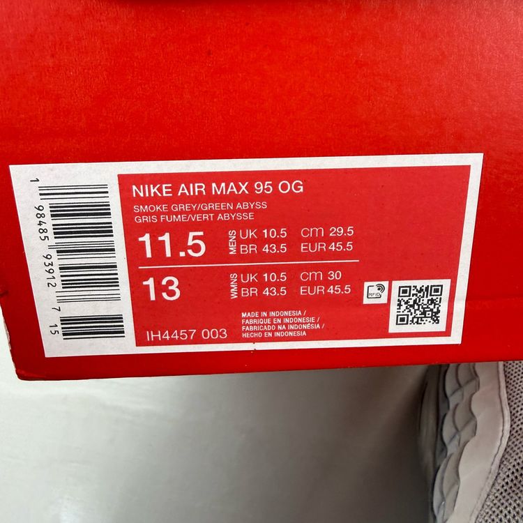 Nike Air Max 95 OG Size UK 10.5 Big Bubble Smoke Grey Abyss Trainers IH4457-003 image 6