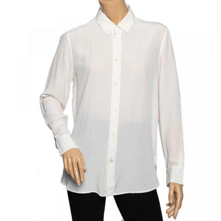Saint Laurent Paris Ecru Sheer Silk Shirt 7