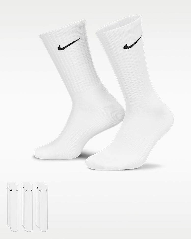 Nike White Crew Socks 6 pairs medium 5-8