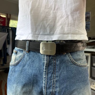Dolce gabanna 2000's leather embossed spellout belt (OS)