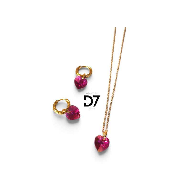 Collar Yasmin Fénix Oro 🐦‍🔥 Swarovski Fucsia image 3