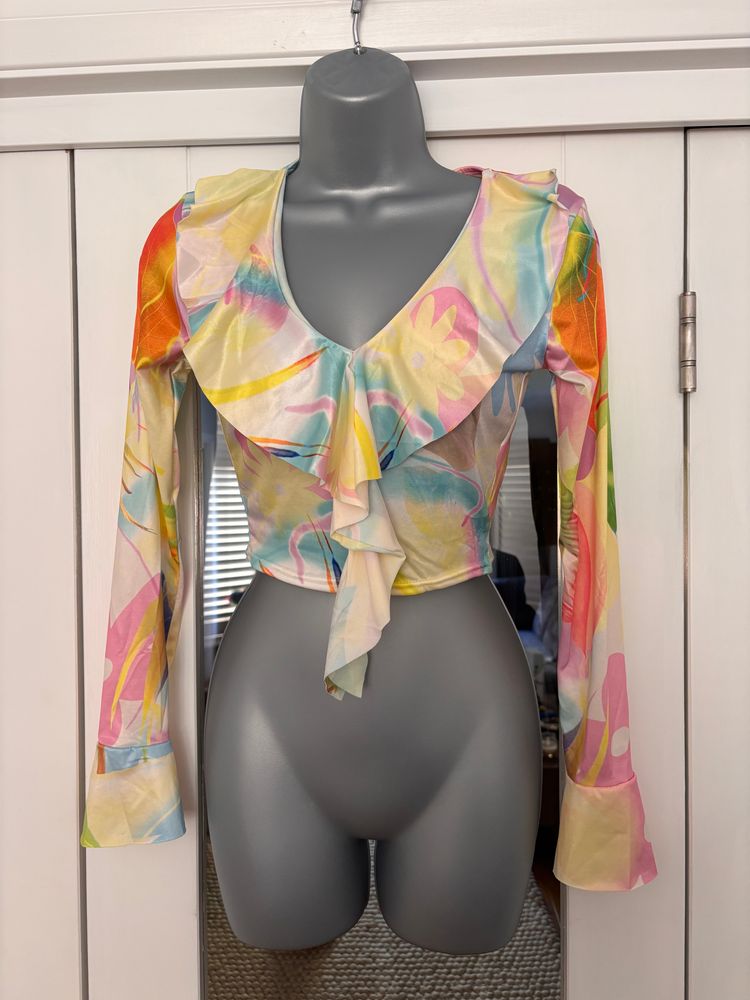 Boohoo Floral Ruffle Front Blouse product image