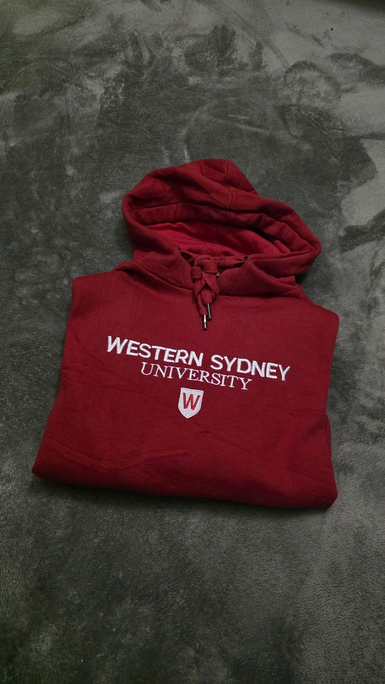 Red Hoodie With Western Sydney University Logo