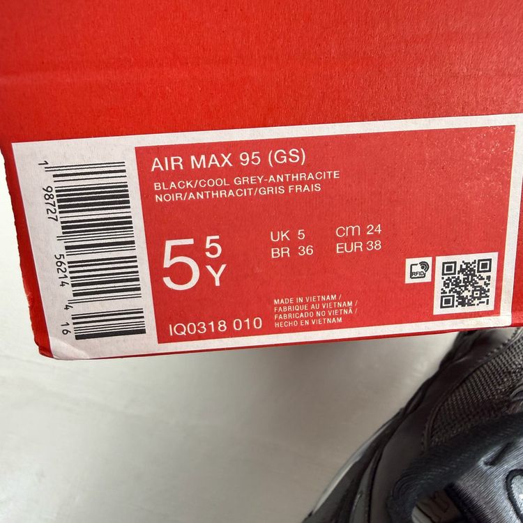 Immagine di Nike Air Max 95 Size UK 5 Cool Grey Black Anthracite GS Trainers IQ0318-010 5