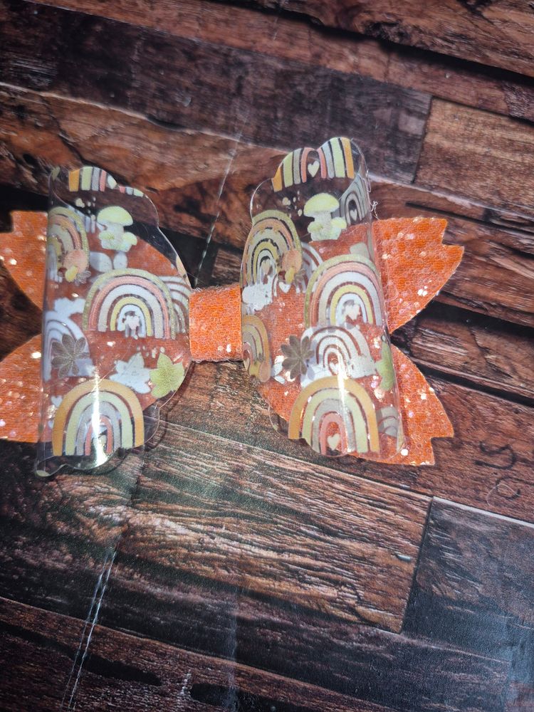 Autumn rainbow large bow