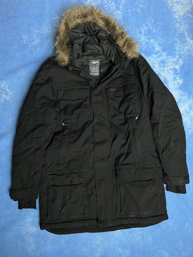 H2O Black Outdoor Parka Jacket With Fur Hood