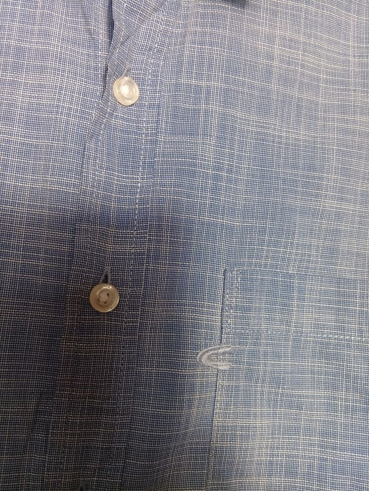 Blue Short Sleeve Button-Up Shirt image 3